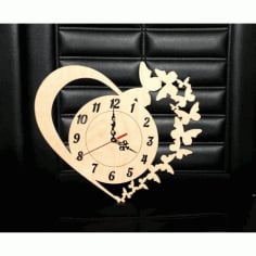 Heart Engraved Wall Clock Design CDR File