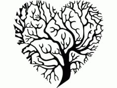 Heart Shaped Tree Silhouette DXF File