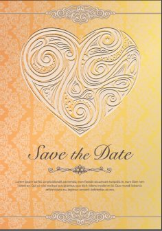Heart Swirls Invitation Wedding Card Design Free Vector