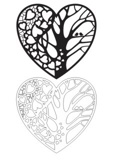 Heart Tree Happy Valentine Day Gift Tag Idea For Laser Cutting and Engraving Vector File