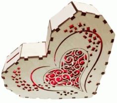 Heart Wooden Gift Box CNC Laser Cutting CDR, DXF, SVG, PDF and Ai Vector File