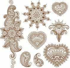 Henna Tattoo Flower Template Mehndi Style Free CDR Vectors File