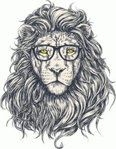 Hipster Lion Print Free CDR Vectors File