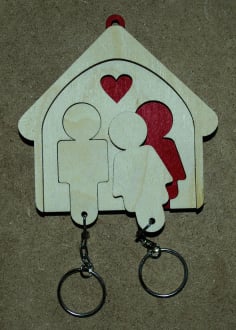 His and Hers Key Holder Wall Mount Key Chain Laser Cut CDR File