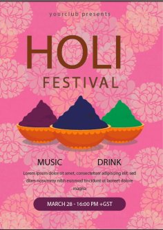 Holi Festival Invitational Free Vector