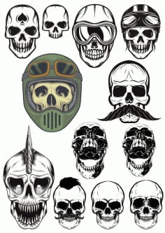 Horror Skull Pack Silhouette Vector Free CDR File