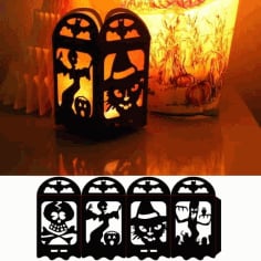 Horror Skull Wooden Night Light Lamp Vector File