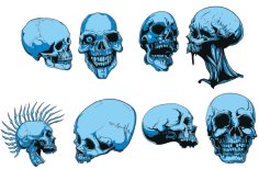 Horror Skulls Face Set Free Vector