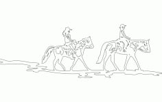 Horse And Riders Free Dxf File For Cnc DXF Vectors File