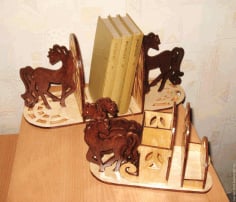 Horse Bookend Organizer Laser Cut Free CDR File