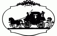 Horse Carriage Silhouette DXF File