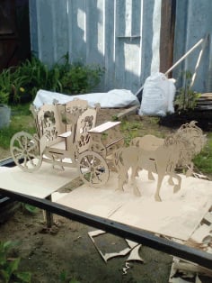Horse Drawn Carriage 3mm Laser Cut Free CDR File