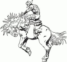 Horse Man Line Art CDR Vectors File