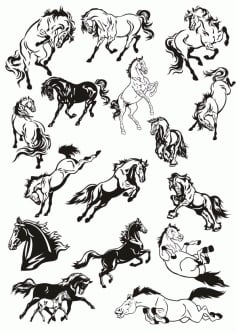 Horse Stickers Vector Art Collection CDR File