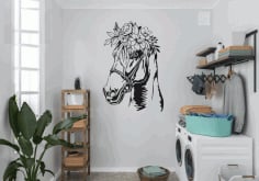 Horse with Flowers Wall Decor CDR File