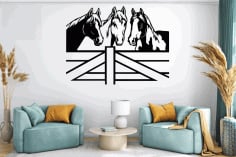 Horses Wall Decor CDR DXF Free Vector File