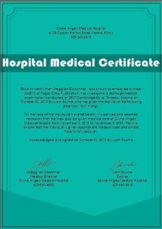 Hospital Medical Certificate Template Free Vector