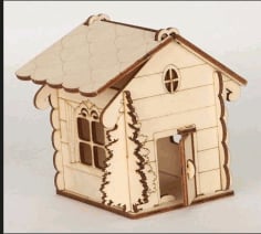 House Shaped Box With Tree Laser Cut CDR File