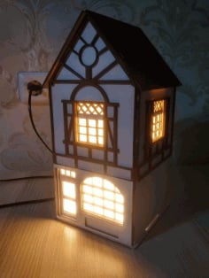 House Shaped Night Light Lamp Laser Cut CNC DXF Vectors File