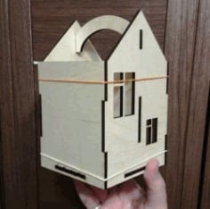 House Shaped Wooden Box for Laser Cut CNC CDR File