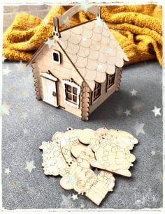 House with Handle Candy Box Basket Laser Cut CDR File
