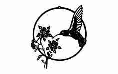 Hummingbird With Flowers Free Dxf File For Cnc DXF Vectors File