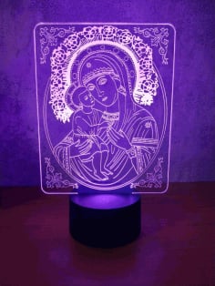 Icon of the Virgin Acrylic Lamp Free Vector CDR File
