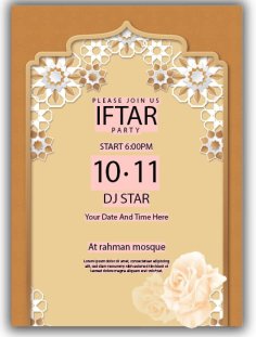 Iftar Invitation Card Template Free Vector