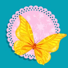 Insect Background Yellow Butterfly Icon Decor Free Vector