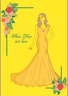 Invitation Card Banner Elegant Woman Rose Icons Handdrawn Sketch Free Vector