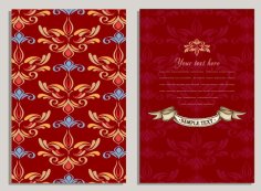 Invitation Card Template Classical Floral Sketch Blurred Decor Free Vector