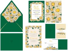 Invitation Card Template Elegant Daisy Botany Decor Free Vector