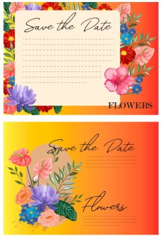 Invitation Card Templates Colorful Elegant Retro Flora Decor Free Vector