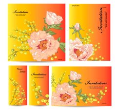 Invitation Card Vector Illustration with Drawn Flowers Free Vector