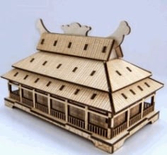 Japanese Style House Model for Laser Cut CNC CDR File