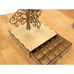 Jewelry Box with Earring Tree Laser Cut SVG File