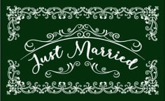 Just Married Decorative Vintage Card Template Free Vector