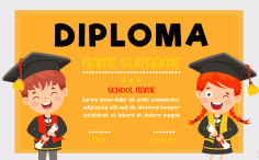 Kids Graduation Diploma Certificate Vector File