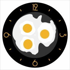 Kitchen Wall Clock Egg Clock CDR File for Laser Cutting