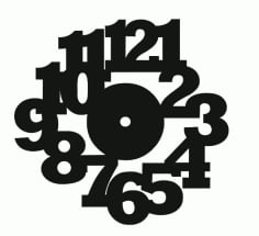Large Bold Numbers Wall Clock Laser Cut CDR File