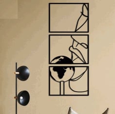 Large Metal 3 Piece Wall Art Metal Wall Decor Free Vector DXF File