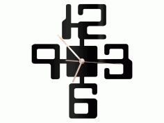 Large Numbers Modern Wall Clock Laser Cut CDR File