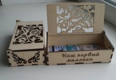 Lasae Cut Wooden Box Money Saving Box Wood Gift Box CDR File