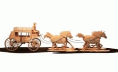 Lase Cut 3D Puzzle Horse Cart CDR Vectors File