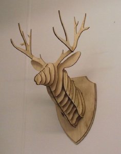 Lase Cut Wooden 3D Puzzle Deer Head Model for Wall Decoration DXF File