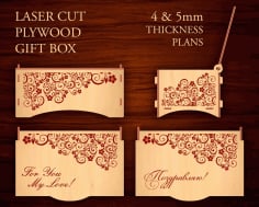 Laser Cur Plywood Gift Box 4mm and 5mm CDR File