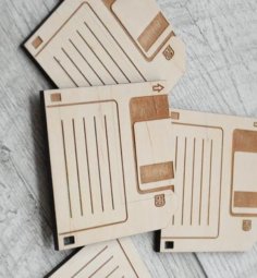 Laser Cut 3.5 Inch Wooden Floppy Disk Coasters Vector File