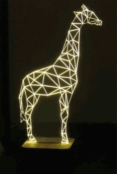 Laser Cut 3D Acrylic Giraffe Lamp, 3D Illusion Lamp CDR, DXF and Ai File
