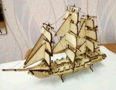 Laser Cut 3D Boat Wooden Model CDR Vectors File