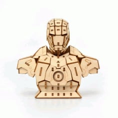 Laser Cut 3D Model Design, Wooden 3D Iron Man Puzzle CDR and DXF Vector File